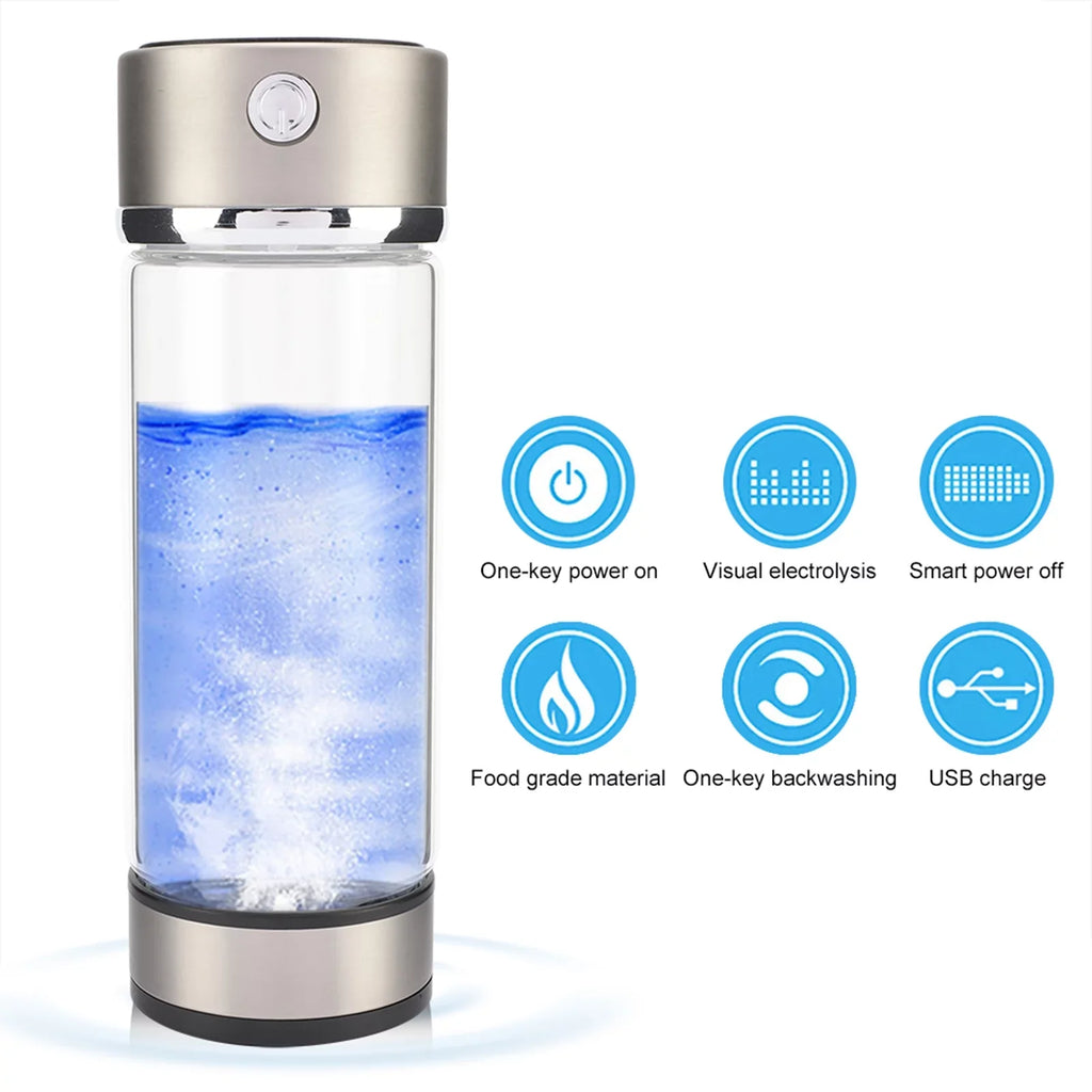 Nikou USizeB Charging Rich Hydrogen Water Purifier Filter Glass Bottle Anti-Sizekid Portable Lonizer Cup