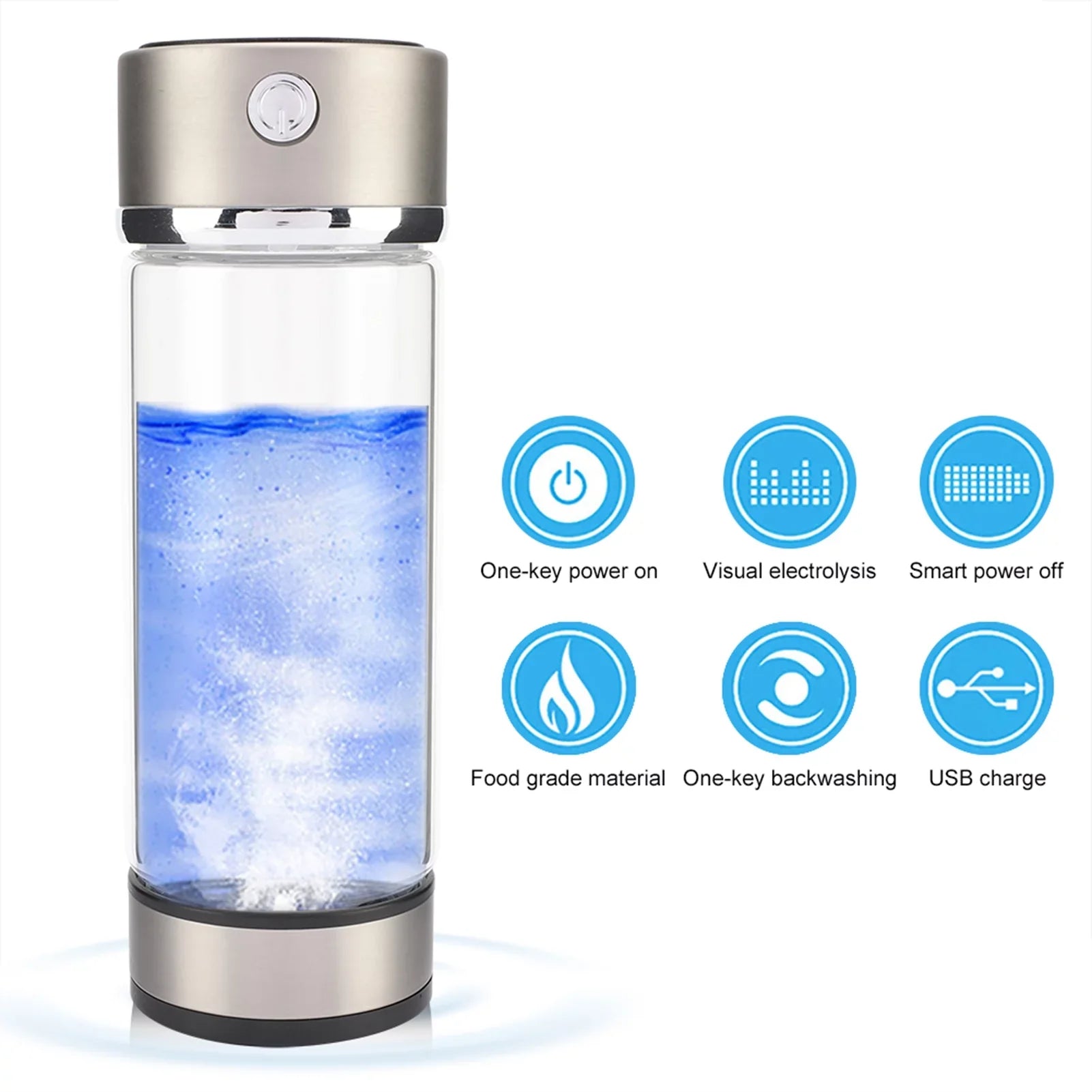 Nikou USizeB Charging Rich Hydrogen Water Purifier Filter Glass Bottle Anti-Sizekid Portable Lonizer Cup