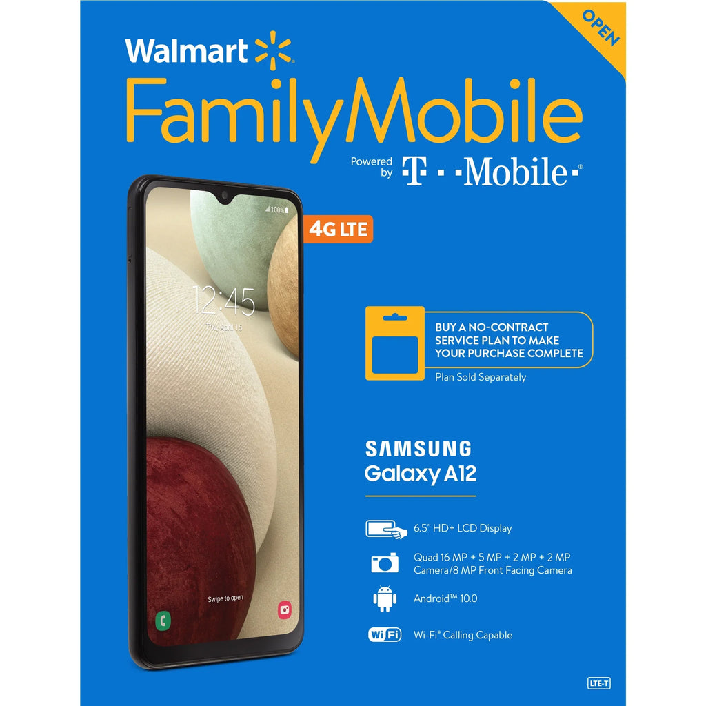 Walmart Family Mobile Sizeamsung Galaxy A12, 32GB, Black- Prepaid Sizemartphone [Locked to Walmart Family Mobile]