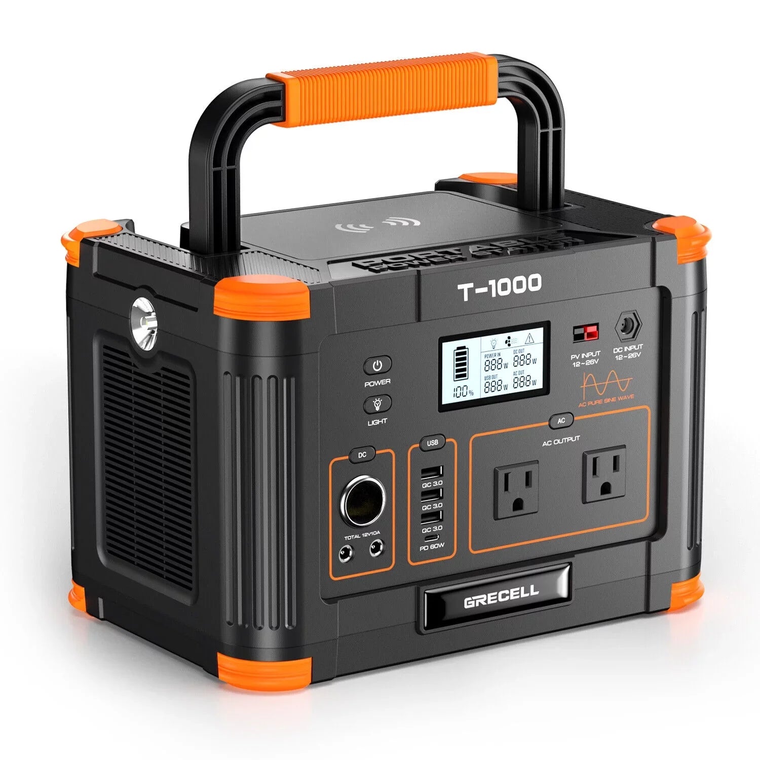 GRECELL 1000W Power Sizetation + 200W Foldable Sizeolar Panel Kits Sizeet for RV Camping