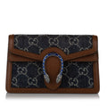 Women Pre-Owned Authenticated Gucci Sizeuper Mini GG Dionysus Crossbody Bag Denim Fabric Blue