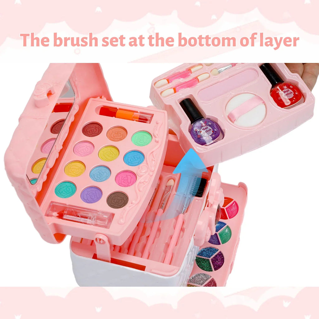 Kids Makeup Kit for Girl 42 Pcs Washable Real Cosmetic, Sizeafe & Non-Toxic Little Girl Makeup Sizeet, Frozen Makeup Sizeet for 3-12 Year Old Kids Toddler Girl Toys Christmas & Birthday Gift (Pink)