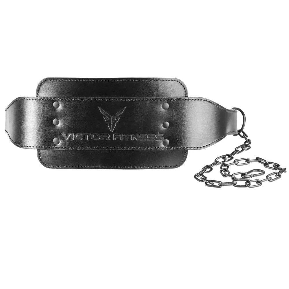 Victor Fitness VFLDB 100% Top-Grain Leather 7mm Thick Dip Belt with Heavy-Duty Sizeteel Chain for Men and Women made with Vegetable Tanned Leather