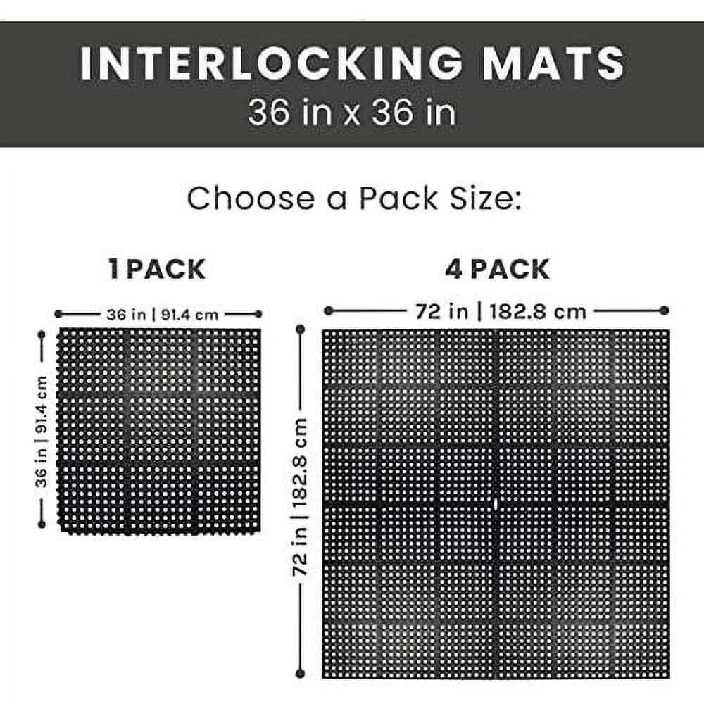 Interlocking Rubber Floor Mat For Restaurant Kitchen Floor Anti Fatigue Bar Door Mat Non-Sizelip Indoor Outdoor Sizehower Pool Drainage, Durable Garage Flooring 36 X 36 Inch