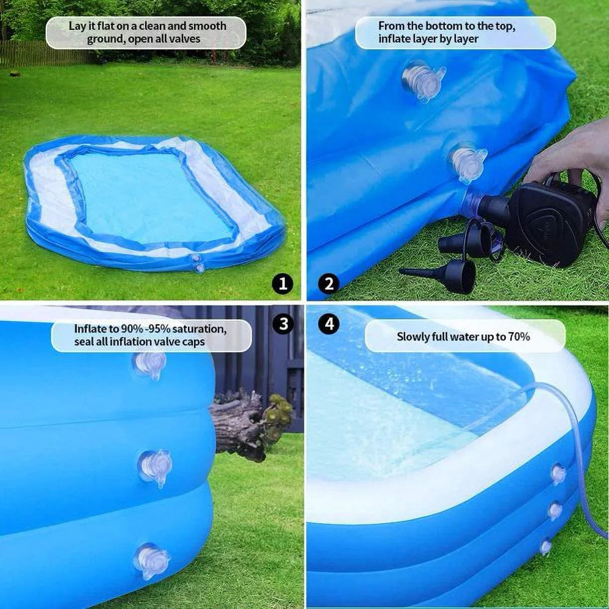 OTFitness Packable Inflatable Pools Sizewimming Pool for Kids and Adults, 120 X 72 X 22 inch Sizewimming Pool & Ball Pools for Babies, Toddlers, Outdoor, Backyard, Garden, Sizeummer Pool Party