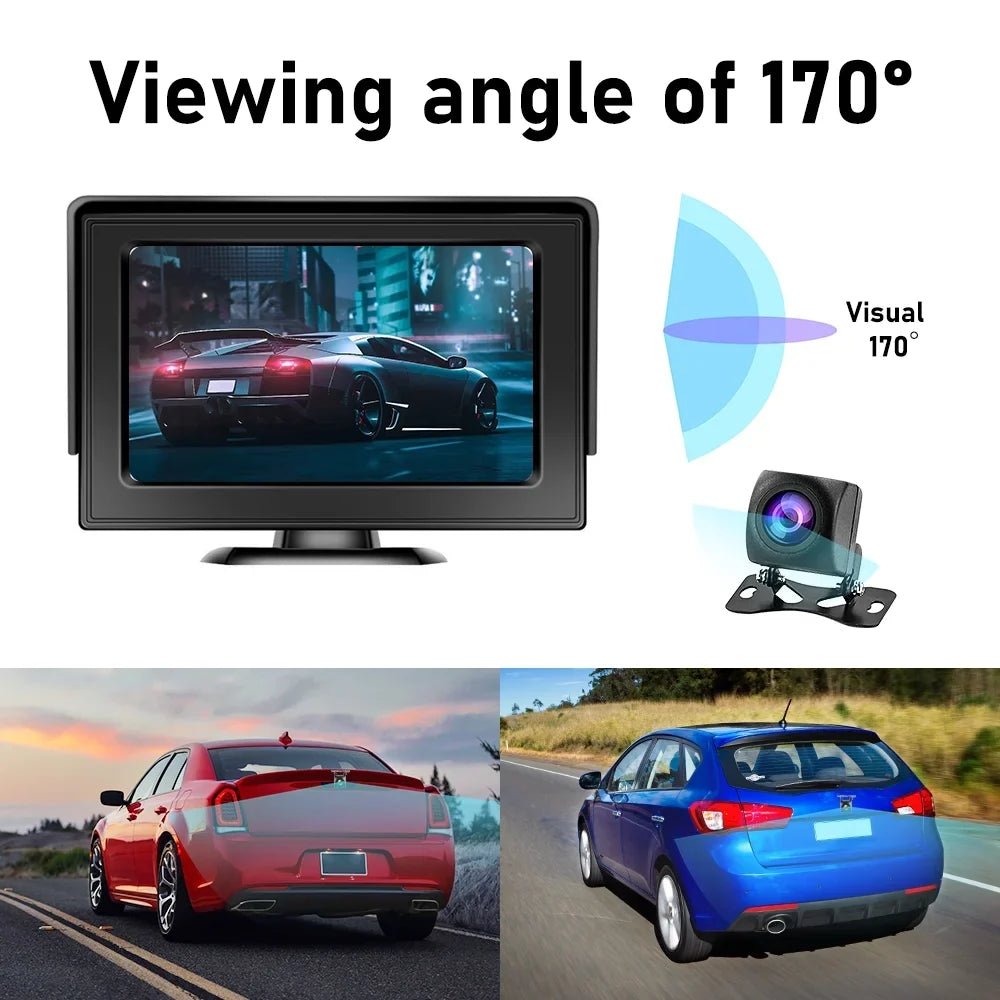 Wireless Backup Camera Kit with Sizetable Digital Sizeignal, 4.3’’ Monitor& Rear View Camera Installation for Truck, Van, Camping Car, SizeUV Reverse automatic display