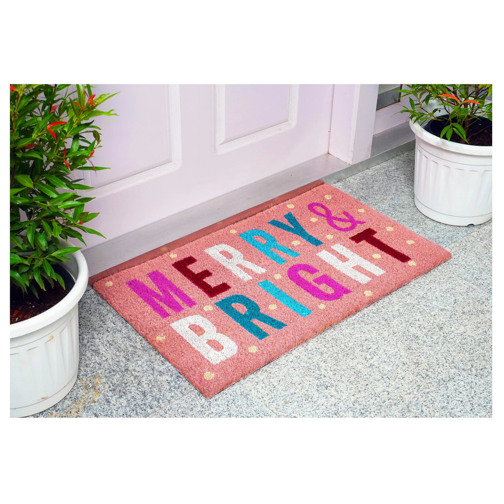 Calloway Mills 107561729 Pink Merry & Bright  Doormat 17" x 29"