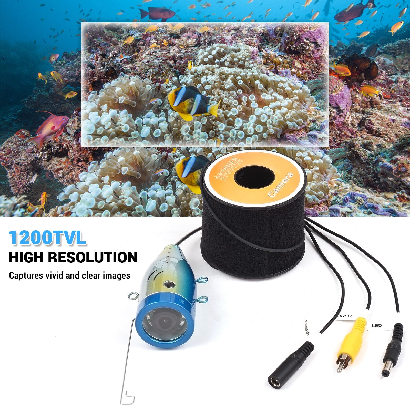 Underwater Fishing Camera 12 IR LED Lights Waterproof Fishing Camera with 20M/30M/50M Cable for Fish Finder