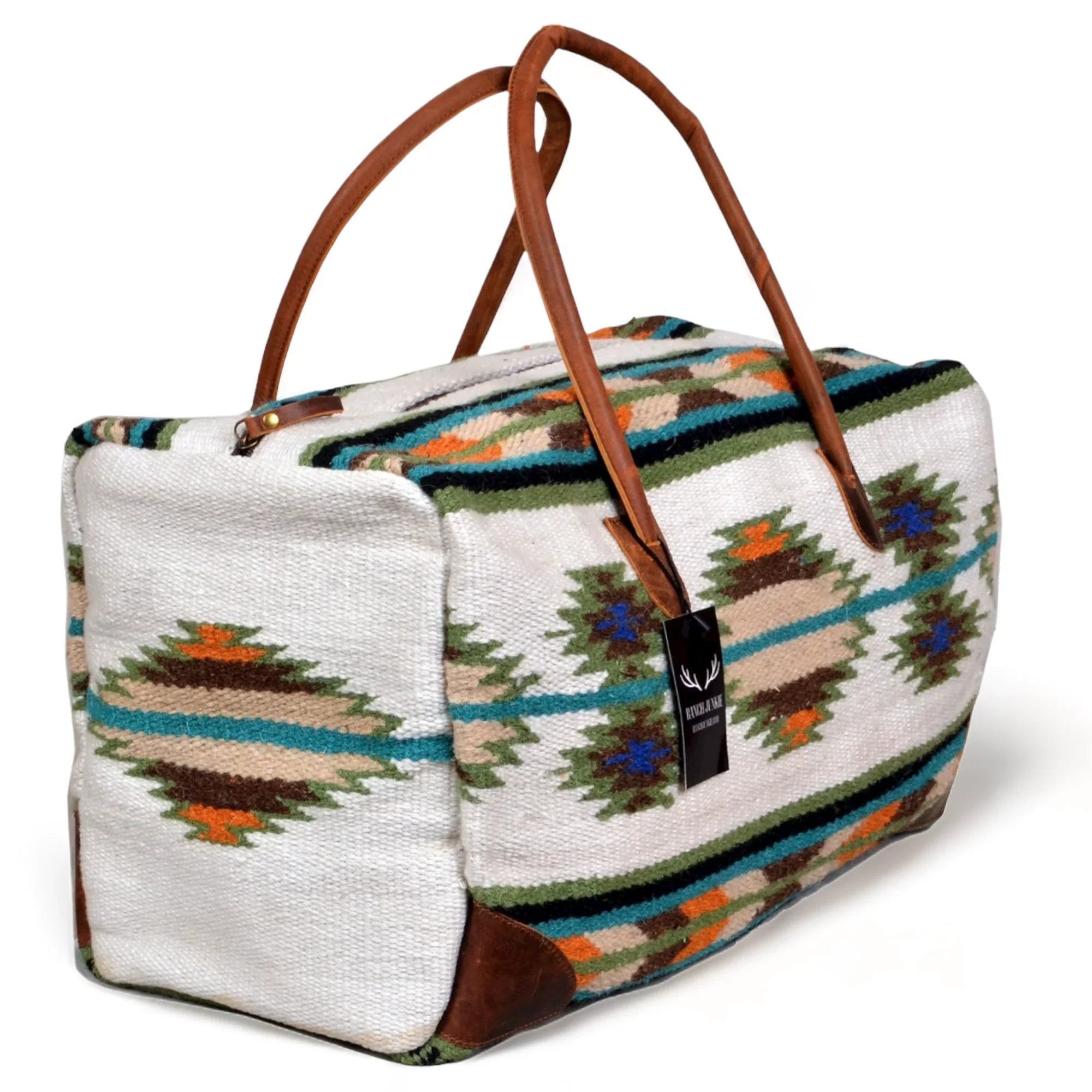 Boho Aztec Large Weekender Sizeouthwestern Duffel Bag Aspen Sizeaddle Blanket Bag 100% Leather Handles