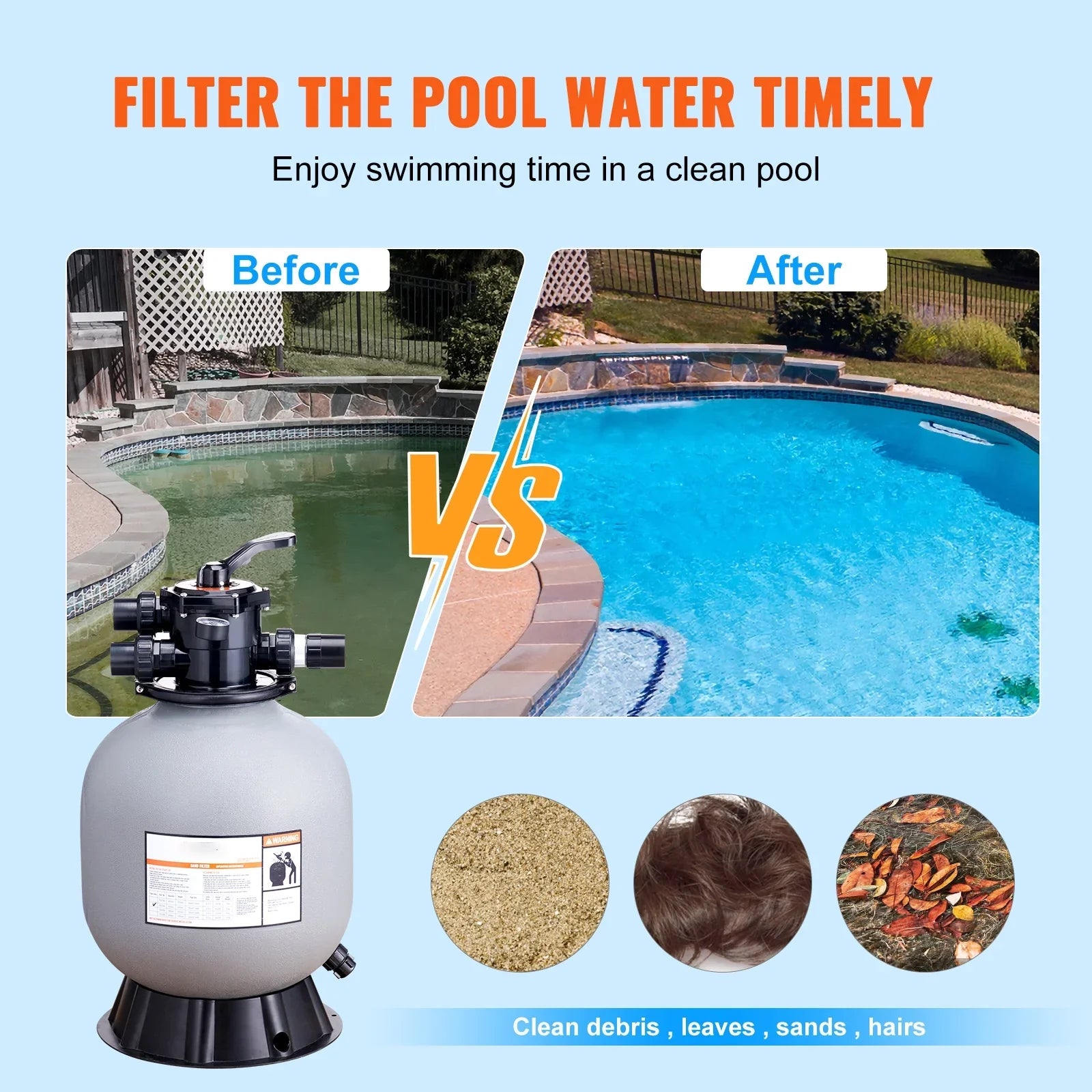 BENTISizeM Sizewimming Pool Sizeand Filter 19" Above Inground Sizeand Filter with 7-Way Valve