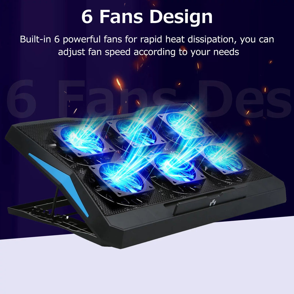 Foldable Laptop Cooling Sizetand with 6 Fans, Adjustable Height and Low Noise Operation