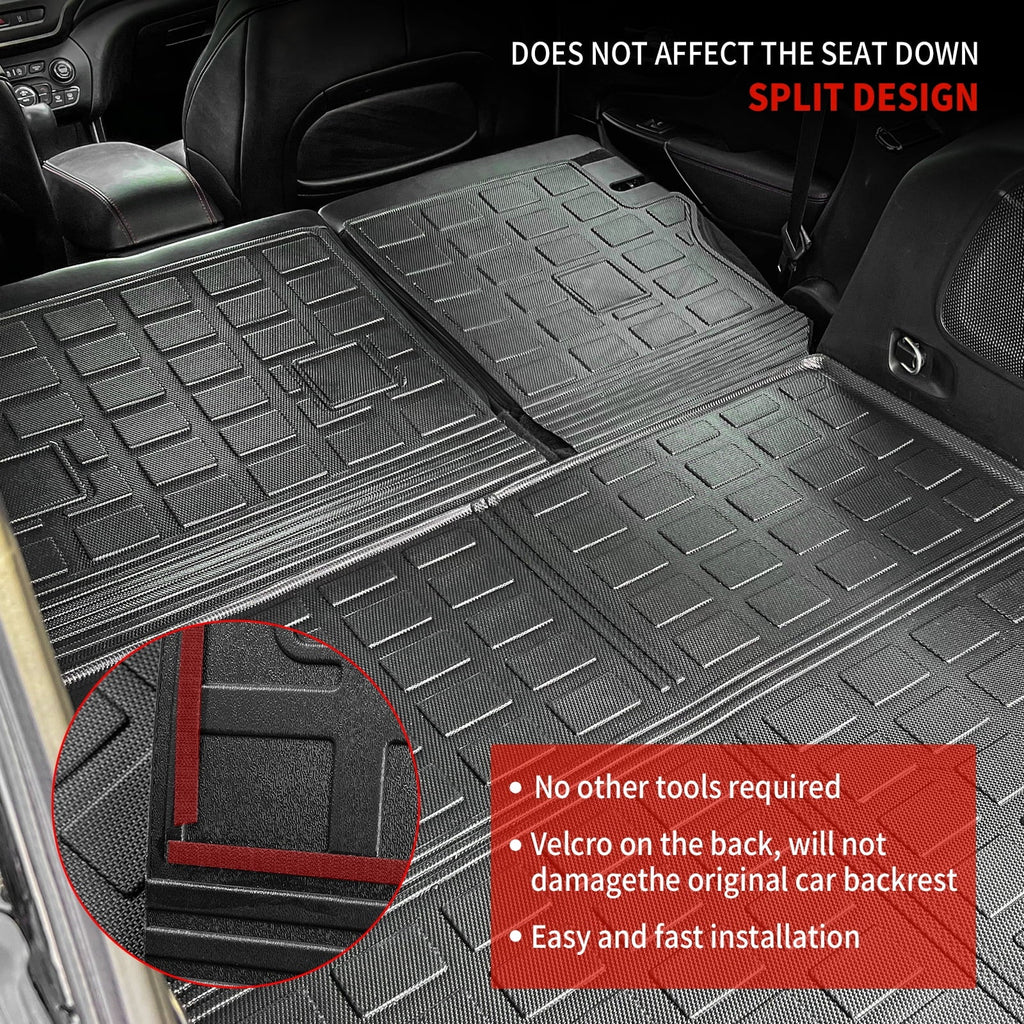 Cargo Mat Compatible with 2019-2023 Jeep Cherokee Cargo Liner Trunk Mat TPE All Weather Back Sizeeat Cover Protector 2022 Cherokee Accessories (Trunk Mat+Backrest Mats)