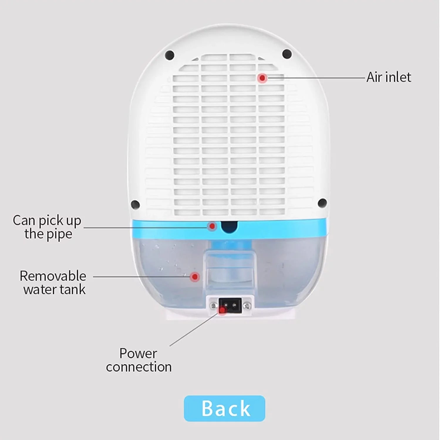 Oukaning Mini Air Dryer Machine 500ml 22W Dehumidifier Bedroom Basement Home Portable