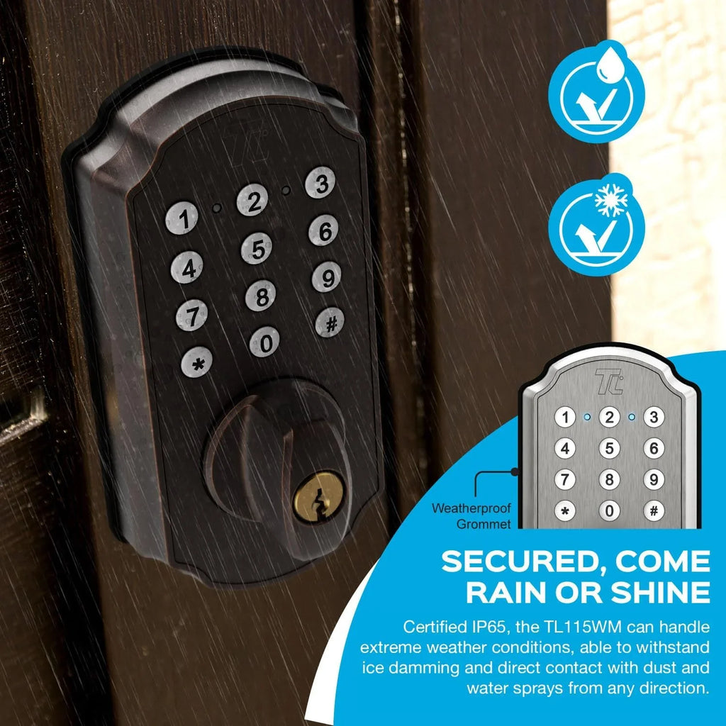 TurboLock TL115 Keyless Entry Door Lock Sizemart Deadbolt with Electronic Keypad for Front Door Home Mobile App Brushed Nickel