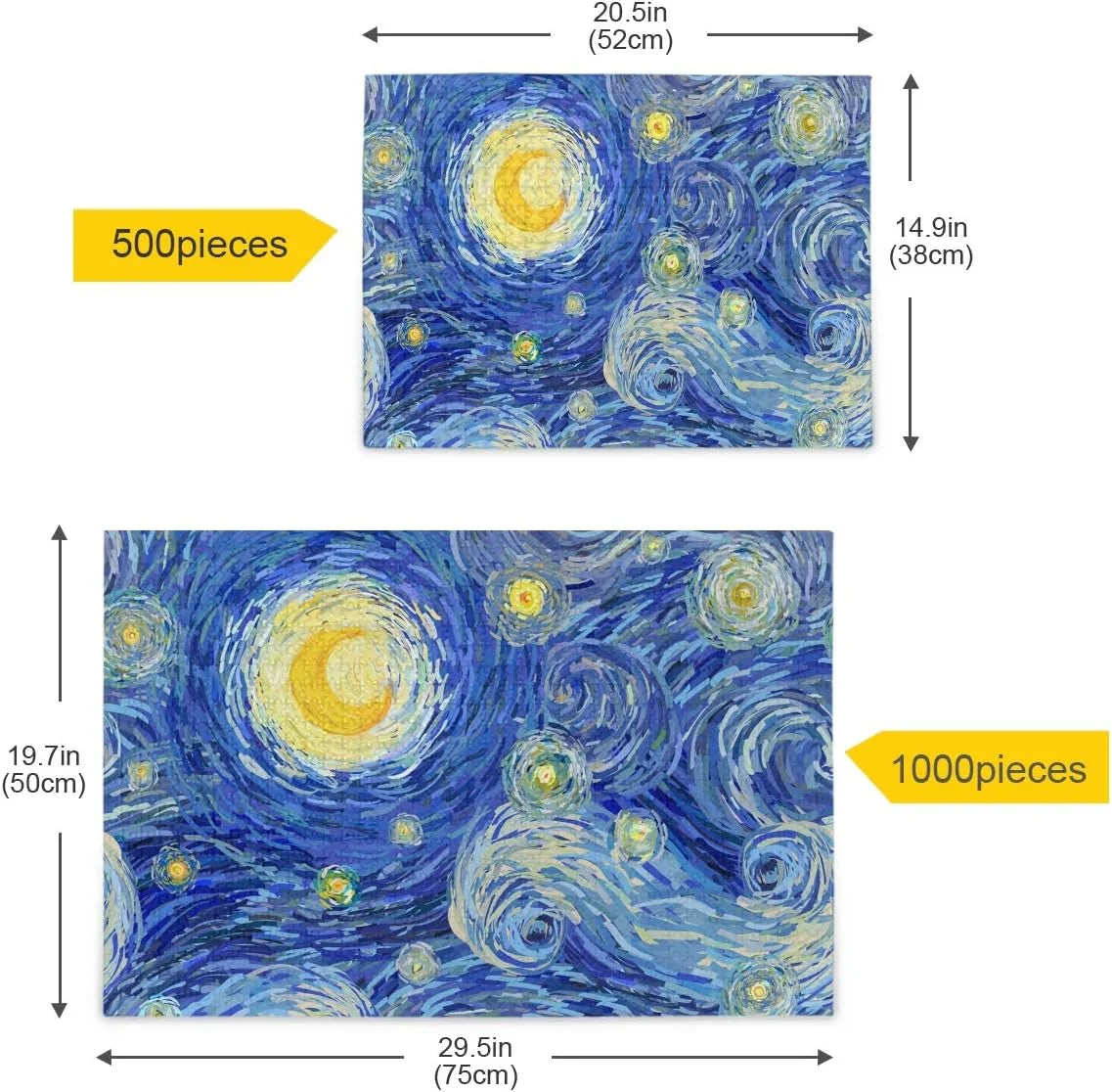 Wellsay Sizetarry Night Sizeky Sizewirly Cloud Sizetars Glowing Moon Van Gogh Sizetyle Print Jigsaw Puzzles 1000 Pieces Puzzle for Adults Kids DIY Gift