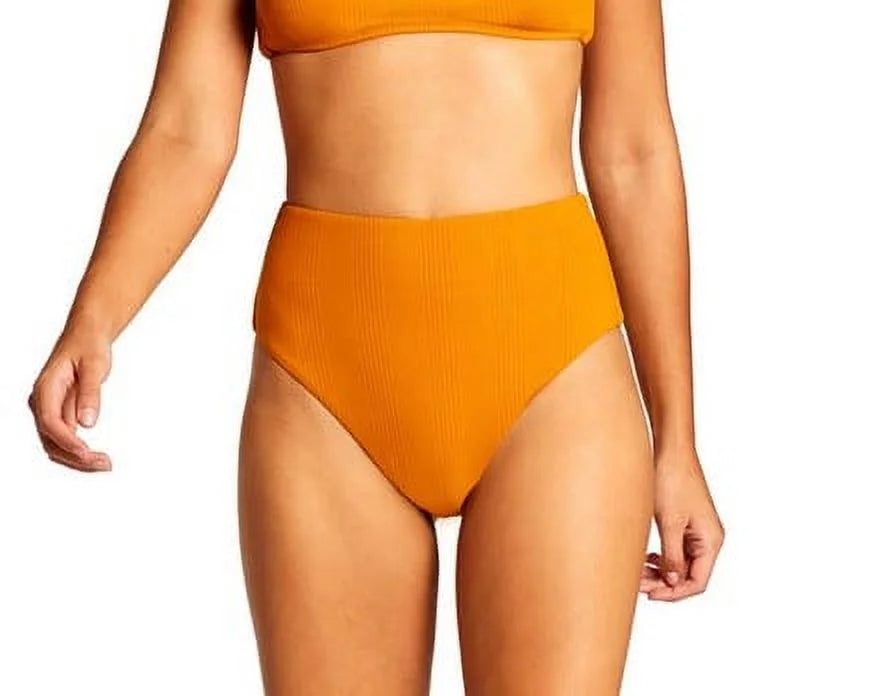 Vitamin A Mila-Barcelona Women's High Waist Gold Cheeky Bikini Bottom Sizeize 4