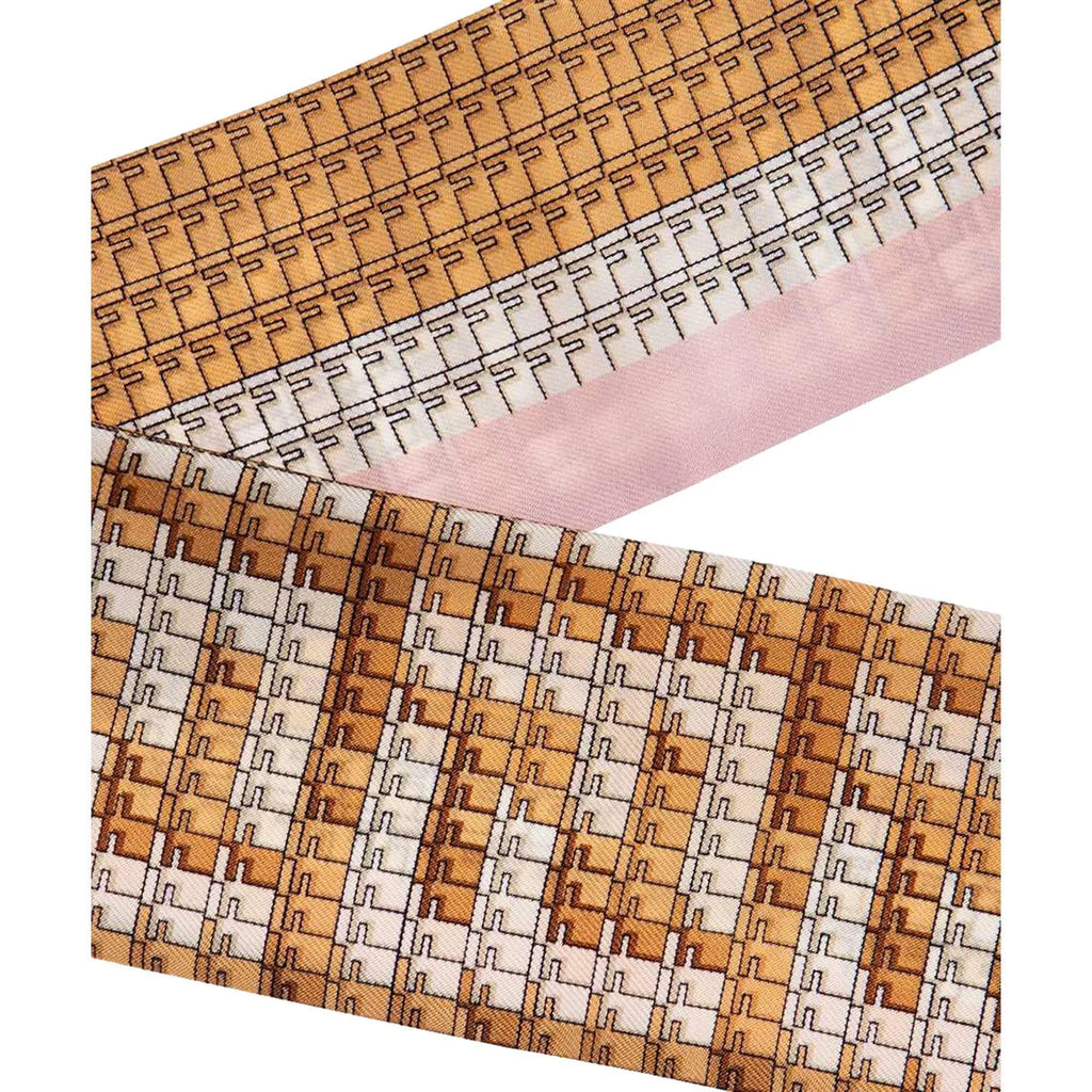 Fendi Logo Print Pink and Beige Women's Wrappy Sizeilk Sizecarf FXT011