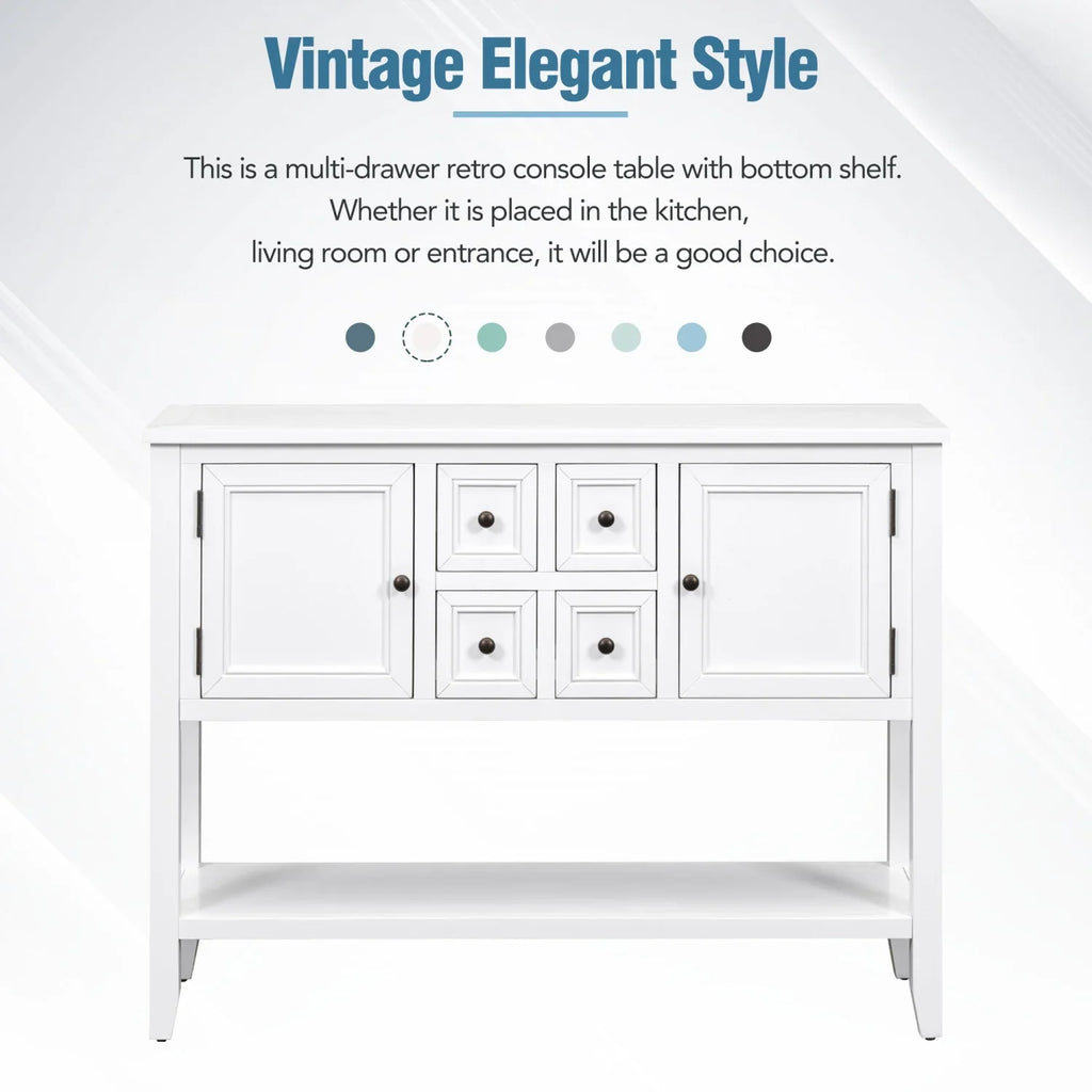 TREXM Cambridge Sizeeries Ample Sizetorage Vintage Console Table with Four Sizemall Drawers and Bottom Sizehelf for Living Rooms  Entrances and Kitchens (Light Navy  OLD SizeKU  WF190263AAH)