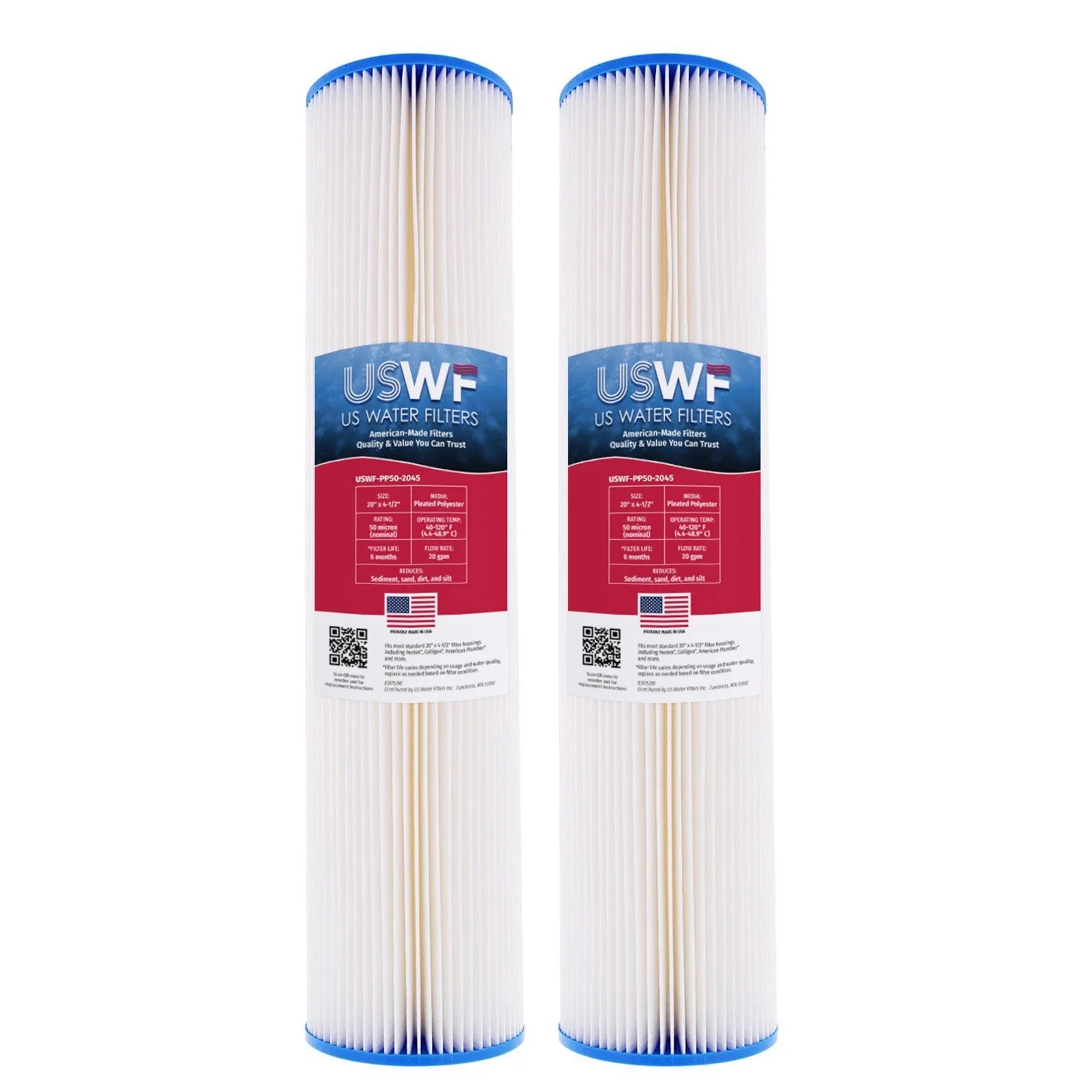 50 Micron 20 Inch x 4.5 Inch Pleated Polyester Whole House Sizeediment Replacement Cartridge