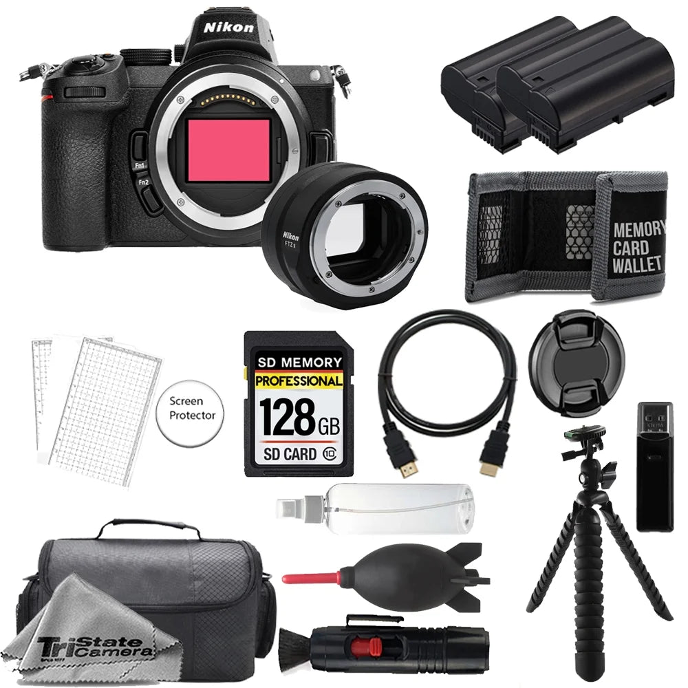 Nikon Z5 Mirrorless Digital Camera (Body) w/  FTZ II Mount Adapter+ 128GB + Extra Battery+ Tripod- Accessory Kit