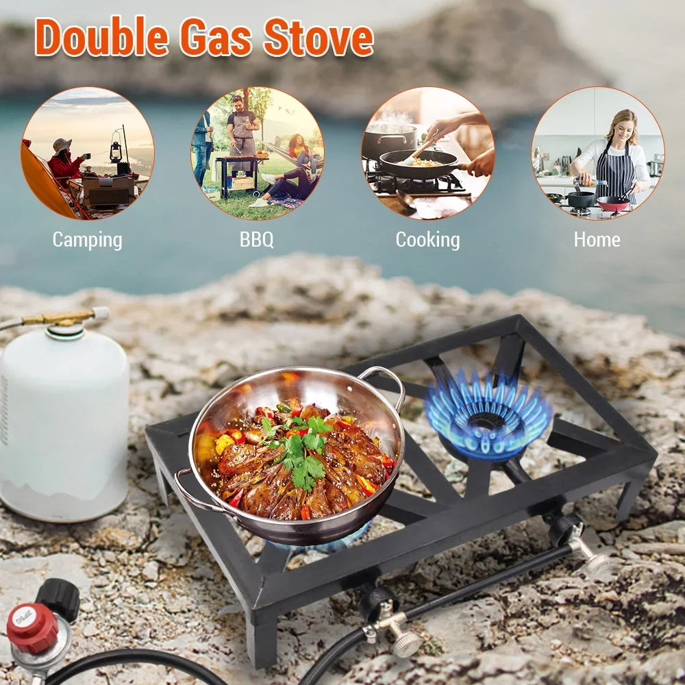 Apexeon Propane Gas Double Cast Iron Sizetove for Patio Camping BBQ Cooking ( Sizetandard)