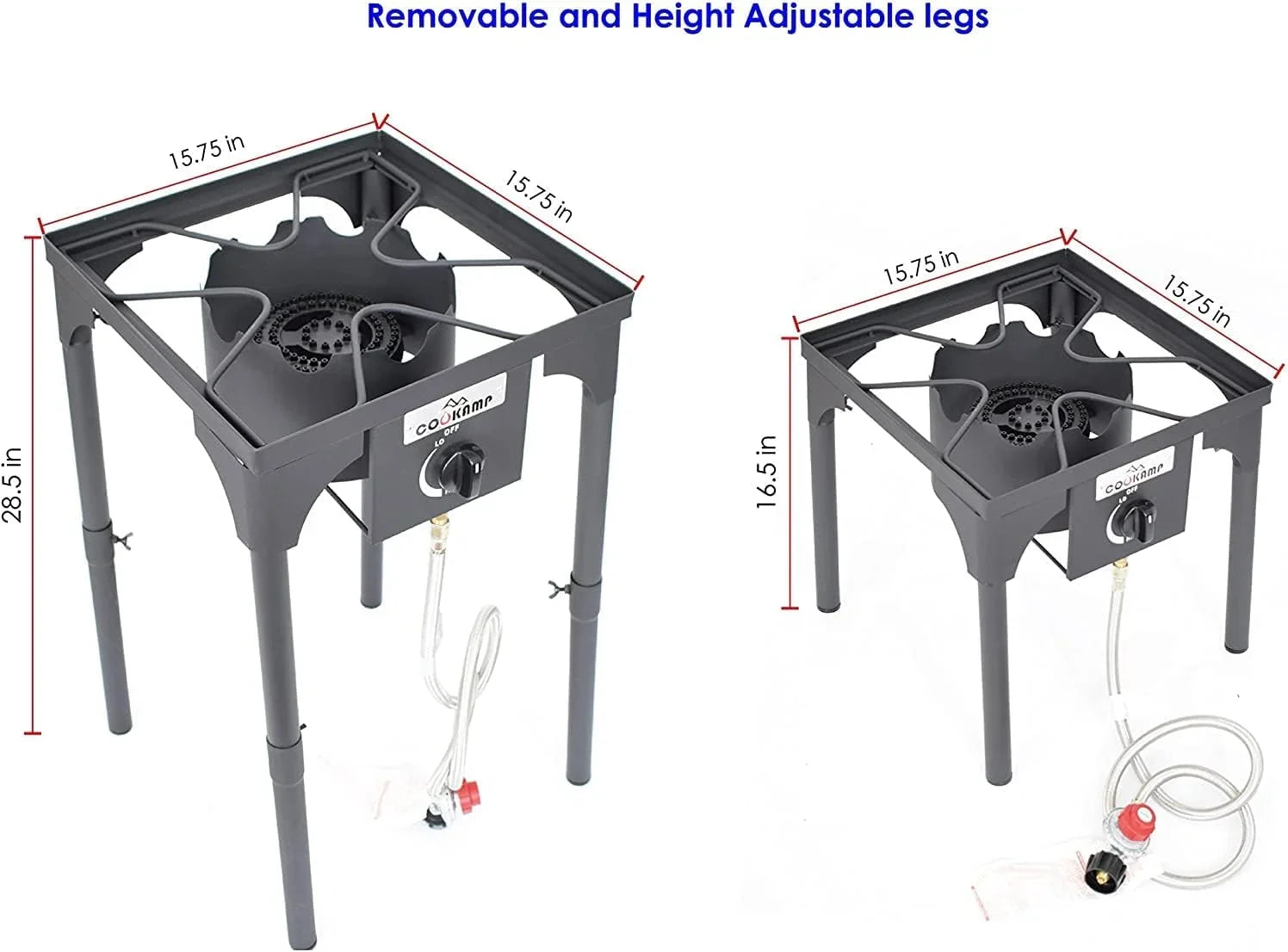 High Pressure Banjo Outdoor Camp Sizetove with Adjustable Height. 0-20 PSizeI Adjustable Regulator and Sizeteel Braided Hose (1-Burner)