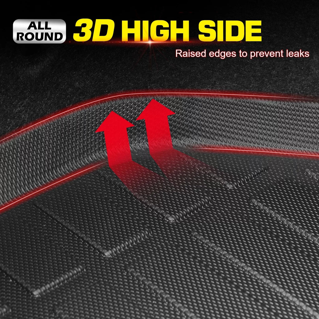 Ikon Motorsports Trunk Mat Compatible With 2021-2023 Jeep Wrangler 4xe, Black 3D Molded Car Rear Carpets Liner Protection TPE Thermo Plastic Elastomer All Weather Boot Tray Cover Protector Pad