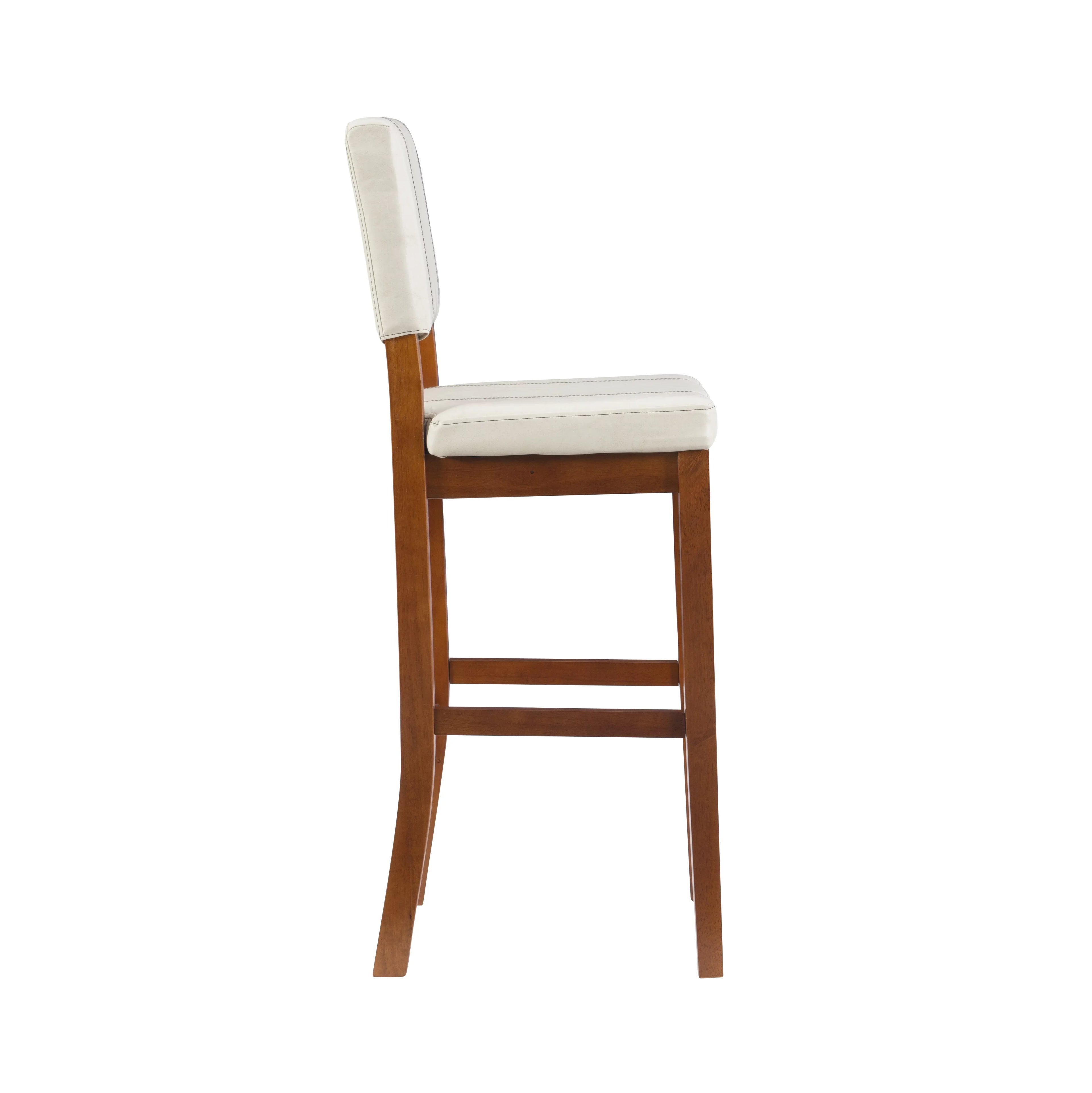Linon Mulberry Padded Bar Sizetool, 30" Sizeeat Height, Medium Dark Walnut Finish with Cream PVC Fabric