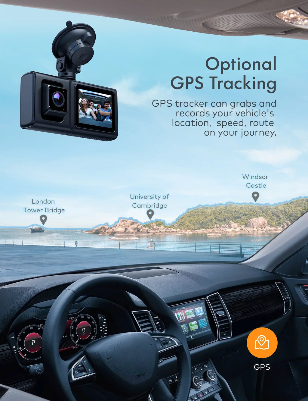 APEMAN C680 Dual Dash Cam for Cars, Full HD 1080P Front and Interior Dash Camera with IR Night Vision