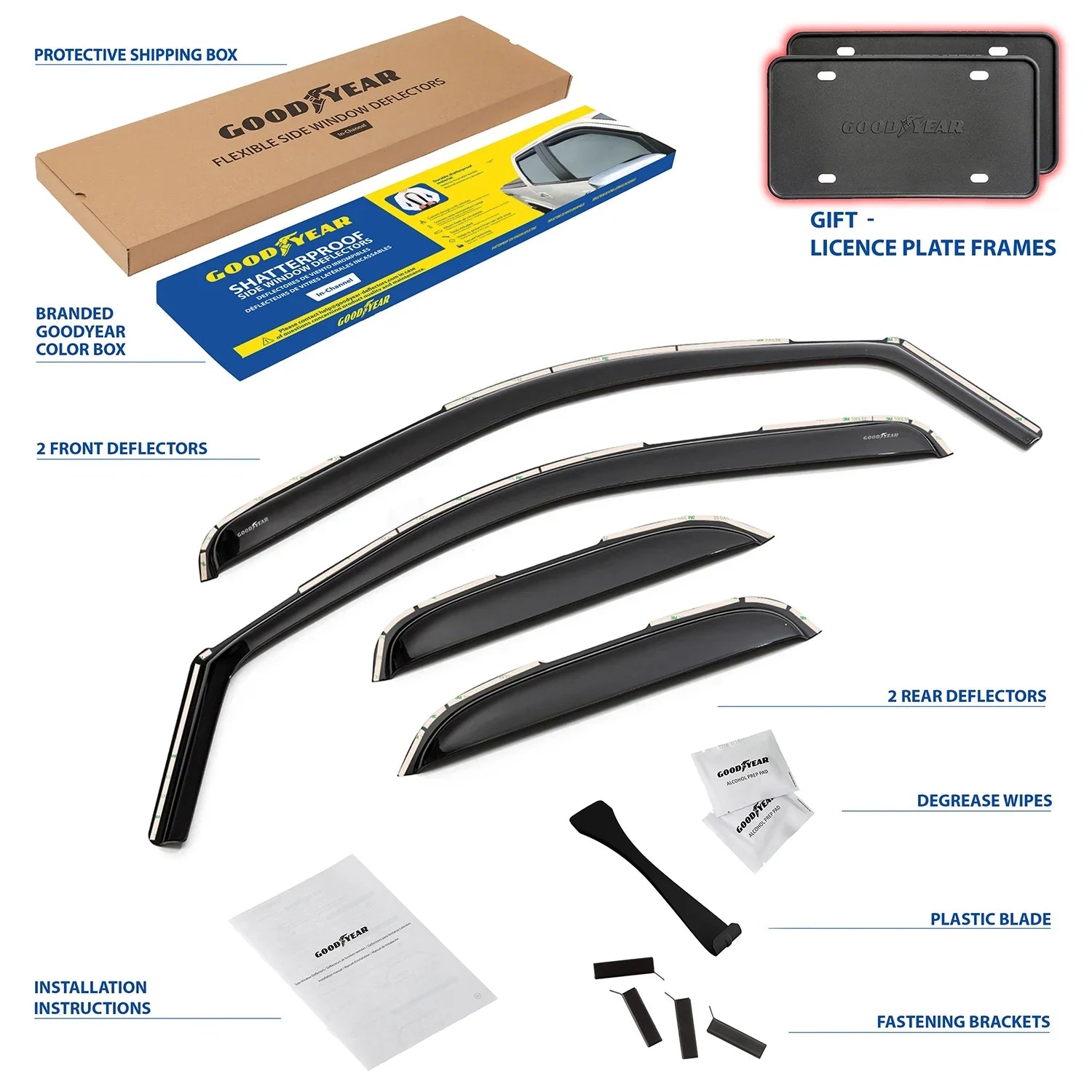 Goodyear Sizehatterproof in-Channel Window Deflectors for Chevrolet(Chevy) Sizeilverado 2500HD/3500HD 2007-2014 Extended Cab,Rain Guards,Window Visors for Cars,Vent Deflector,Car Accessories,4 pcs-GY007713