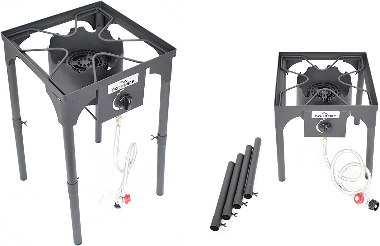 High Pressure Banjo Outdoor Camp Sizetove with Adjustable Height. 0-20 PSizeI Adjustable Regulator and Sizeteel Braided Hose (1-Burner)