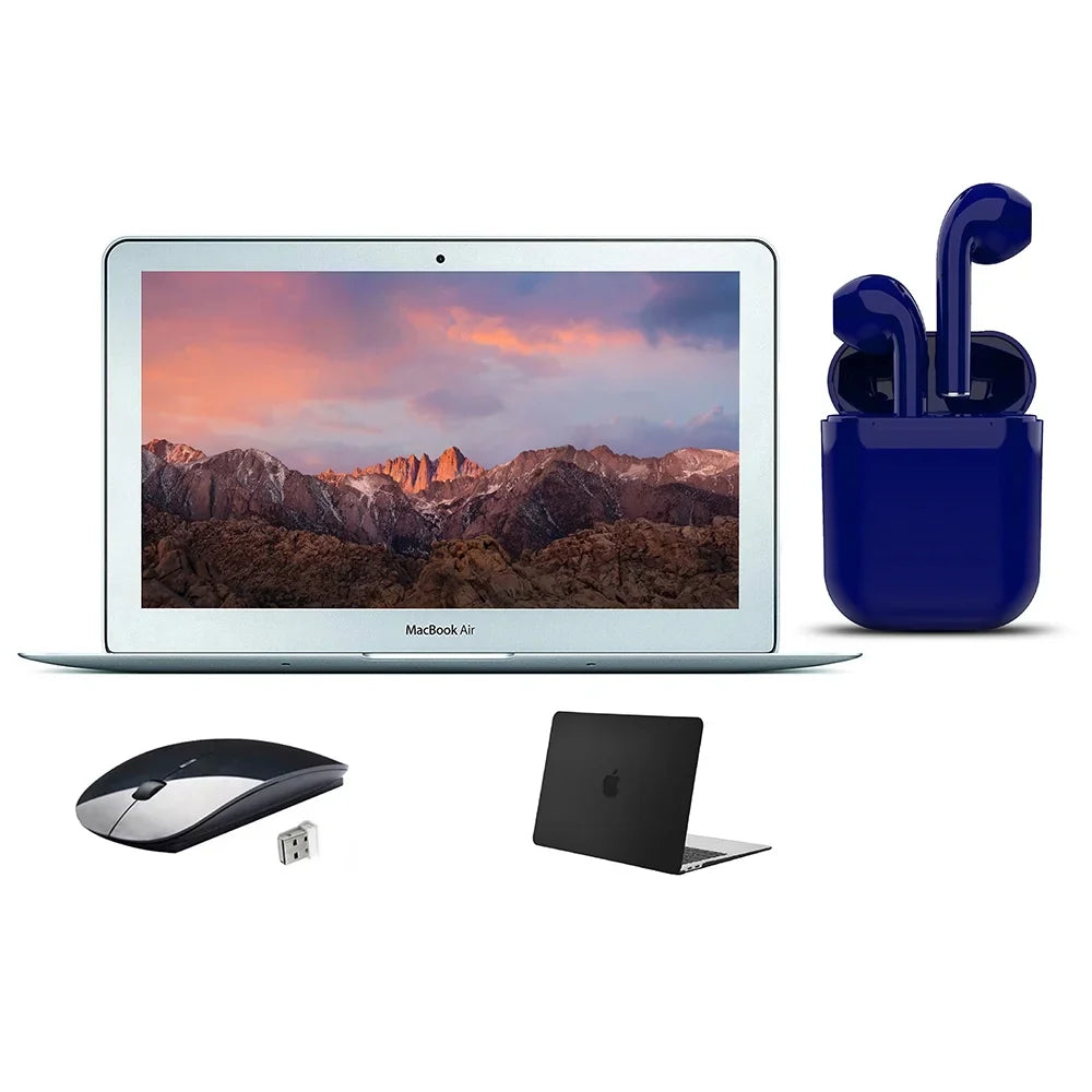 Restored Apple 11.6-inch MacBook Air Intel Core i5 4GB RAM 128GB SizeSizeD Bundle: Wireless Mouse, Black Case, Bluetooth/Wireless Airbuds By Certified 2 Day Express (Refurbished)