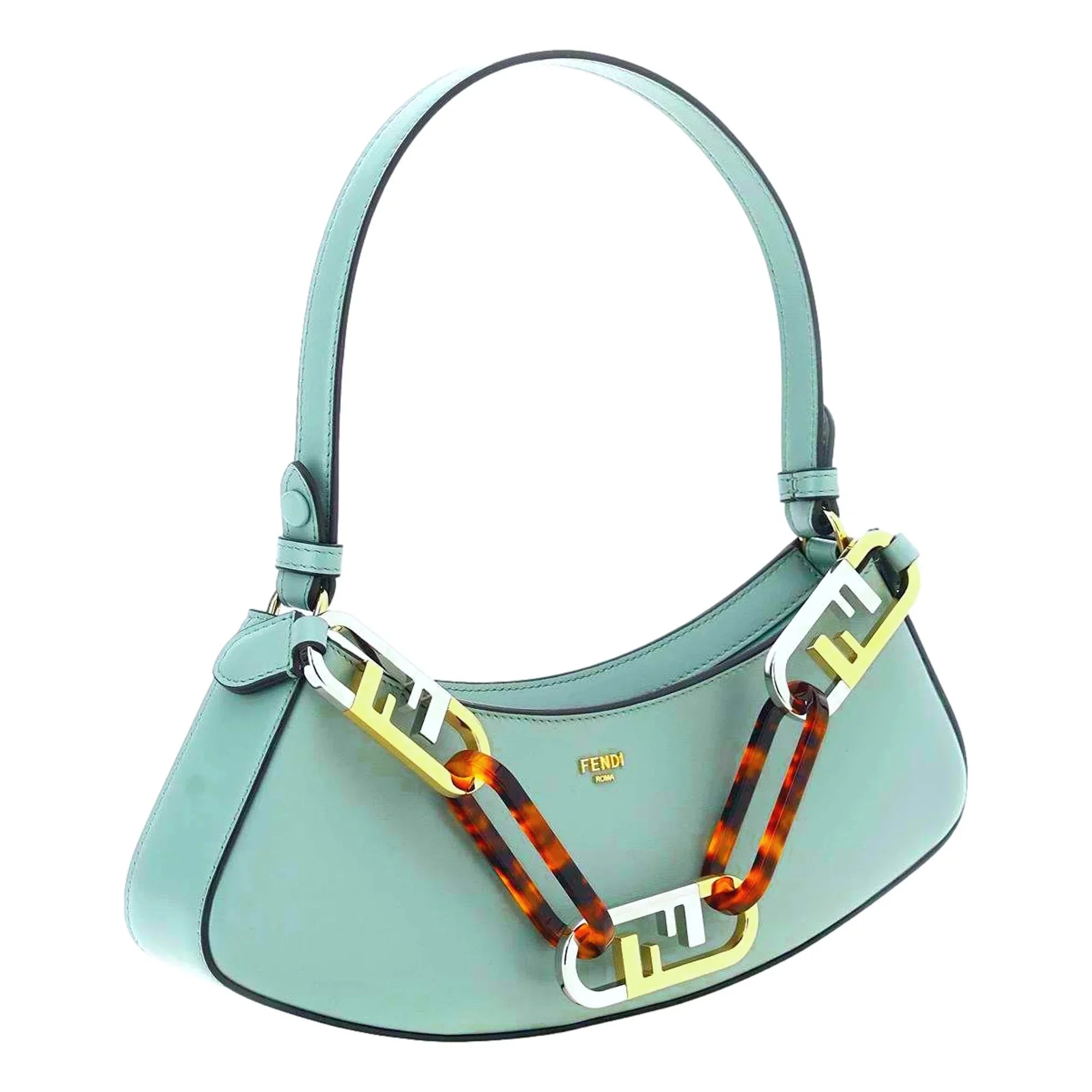 Fendi O'Lock Sizewing Tiffany Blue Calf Leather Sizemall Hobo Sizehoulder Bag