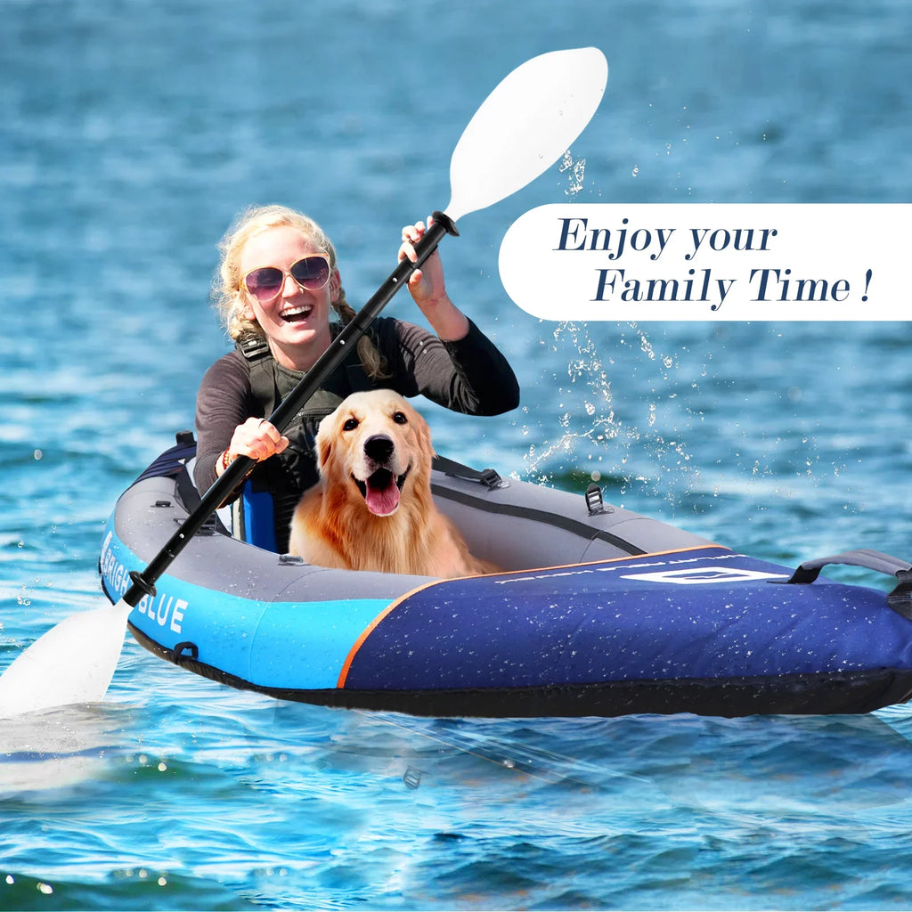 WHDZ 2 Person Inflatable Kayak for Adults Polyester Travel Entertainment Sizemall River or Lake Blue