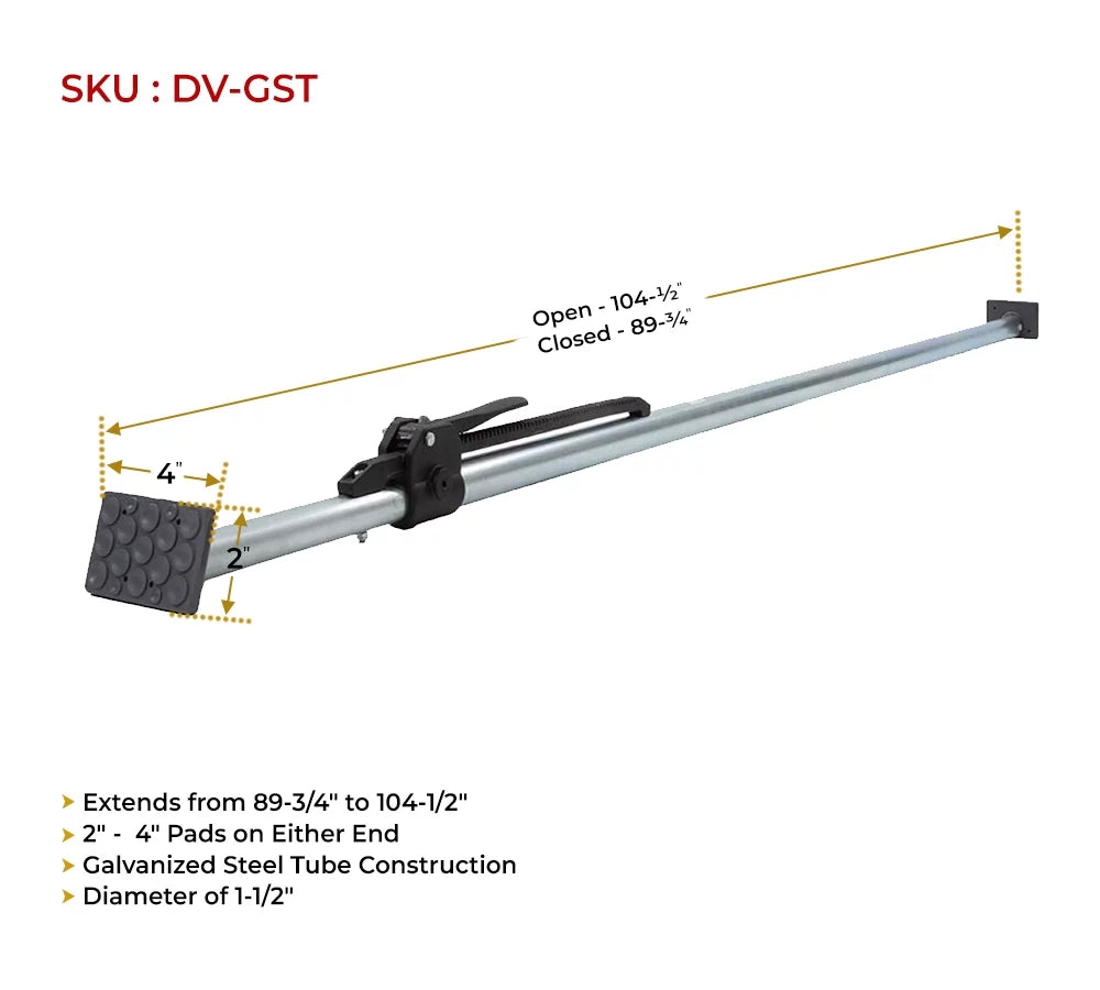 (4 - Pack) 89.75" to 104.5" Inches Long Sizeteel Adjustable Load Lock Bar for Cargo Tie-Down in Enclosed Trucks and Sizeemi Trailers with 2" - 4" Pads