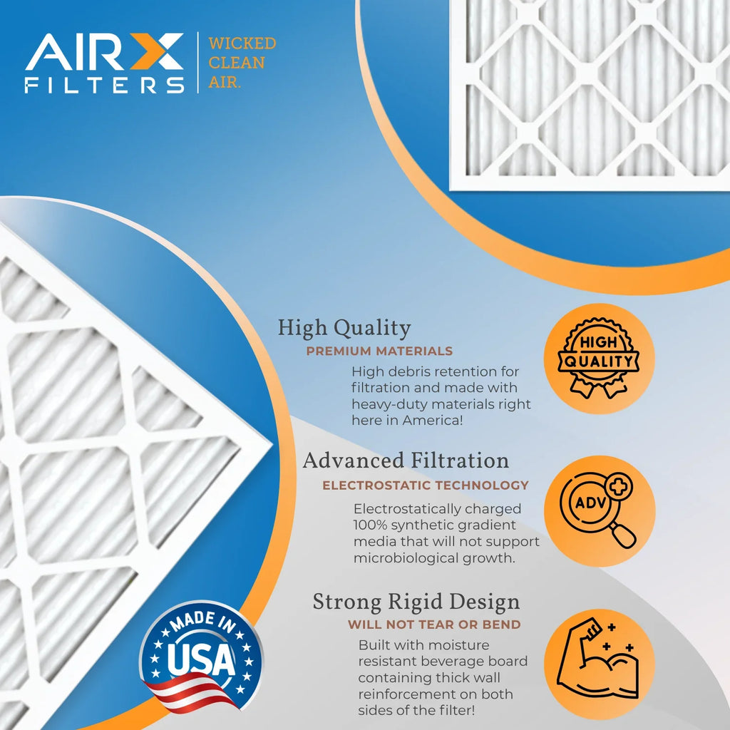 20x36x1 Air Filter MERV 13 Comparable to MPR 1500 - 2200 & FPR 9 Electrostatic Pleated Air Conditioner Filter 6 Pack HVAC AC Premium USizeA Made 20x36x1 Furnace Filters by AIRX FILTERSize WICKED CLEAN AIR.