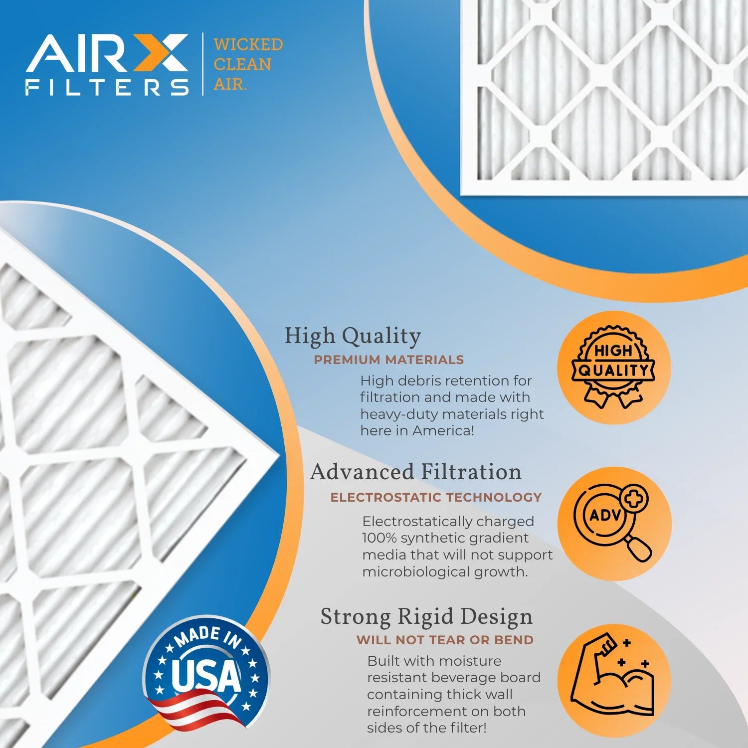 20x22x1 Air Filter MERV 8 Comparable to MPR 700 & FPR 5 Electrostatic Pleated Air Conditioner Filter 6 Pack HVAC AC Premium USizeA Made 20x22x1 Furnace Filters by AIRX FILTERSize WICKED CLEAN AIR.