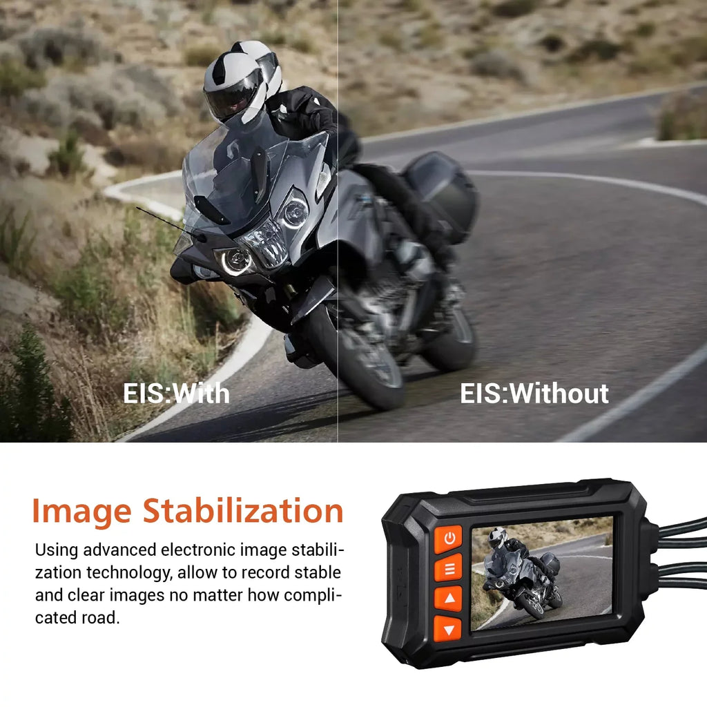 ZOMFOM MD30 Dual 2K 30fps/1080P 60fps Motorcycle Camera, All Waterproof Dash Cam 3'' LCD Front and Rear 150° Wide Angle with Wired Remote, Wi-Fi, GPSize, EISize and Race Mode, Max up to 256GB