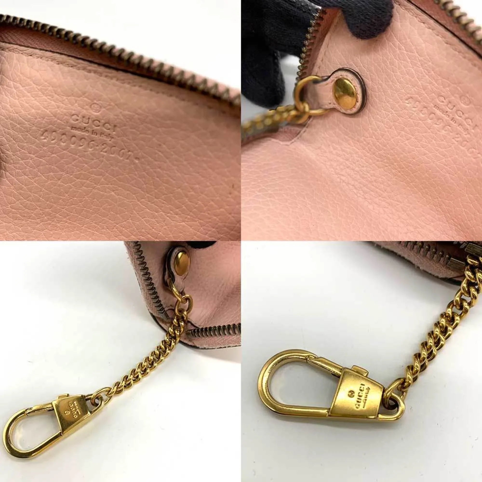 Pre-Owned Gucci Accessories Animalier Coin Case Pink Purse Key Round Bee Motif Ladies Leather 498096 GUCCI (Good)