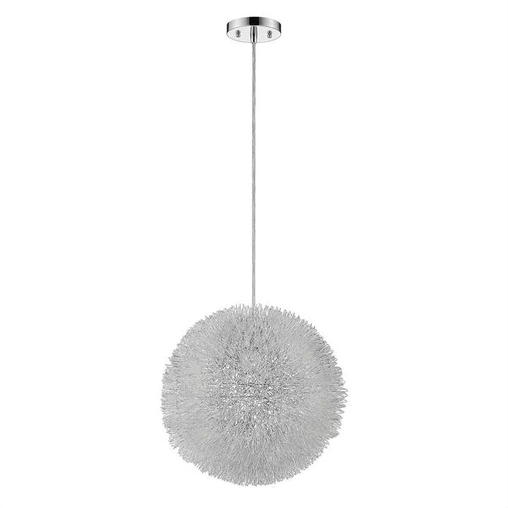HomeRoots 398032 12 in. Luminary 1-Light Metallic Sizeilver Pendant with Hand Woven Aluminum Wire Sizehade