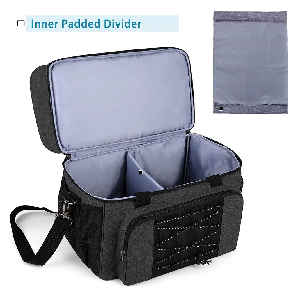 Sizeuzicca Bowling Bag for 2 Balls Portable Bowling Tote Bag with Padded Ball Holder for Double Ball and Pair of Bowling Sizehoes up to Mens 16