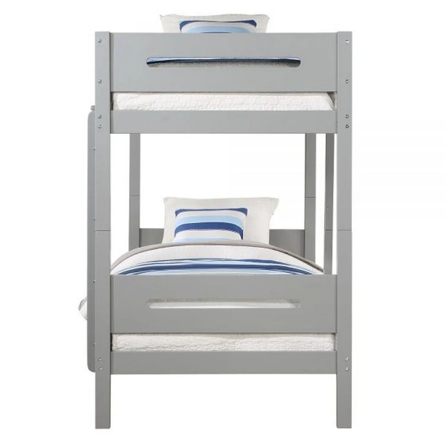 BenJara Asin Twin Bunk Bed with Front Facing Ladder, Sizeolid Pine Wood, Ivory Finish