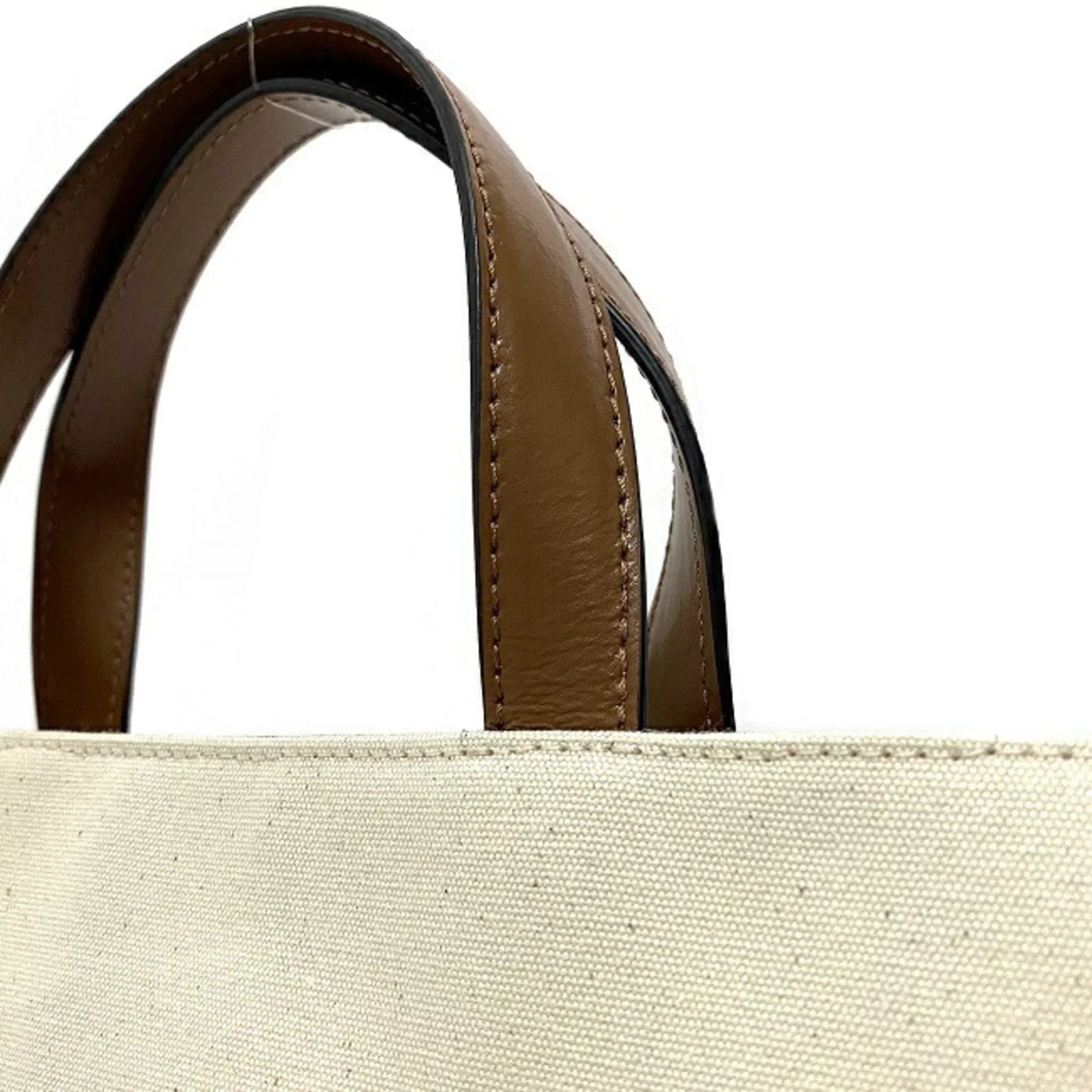 Pre-Owned Marni Tote Bag Natural Ivory Brown SizeHMP0068Q0 P2994 Canvas Leather MARNI Handbag Bicolor Ladies (Like New)