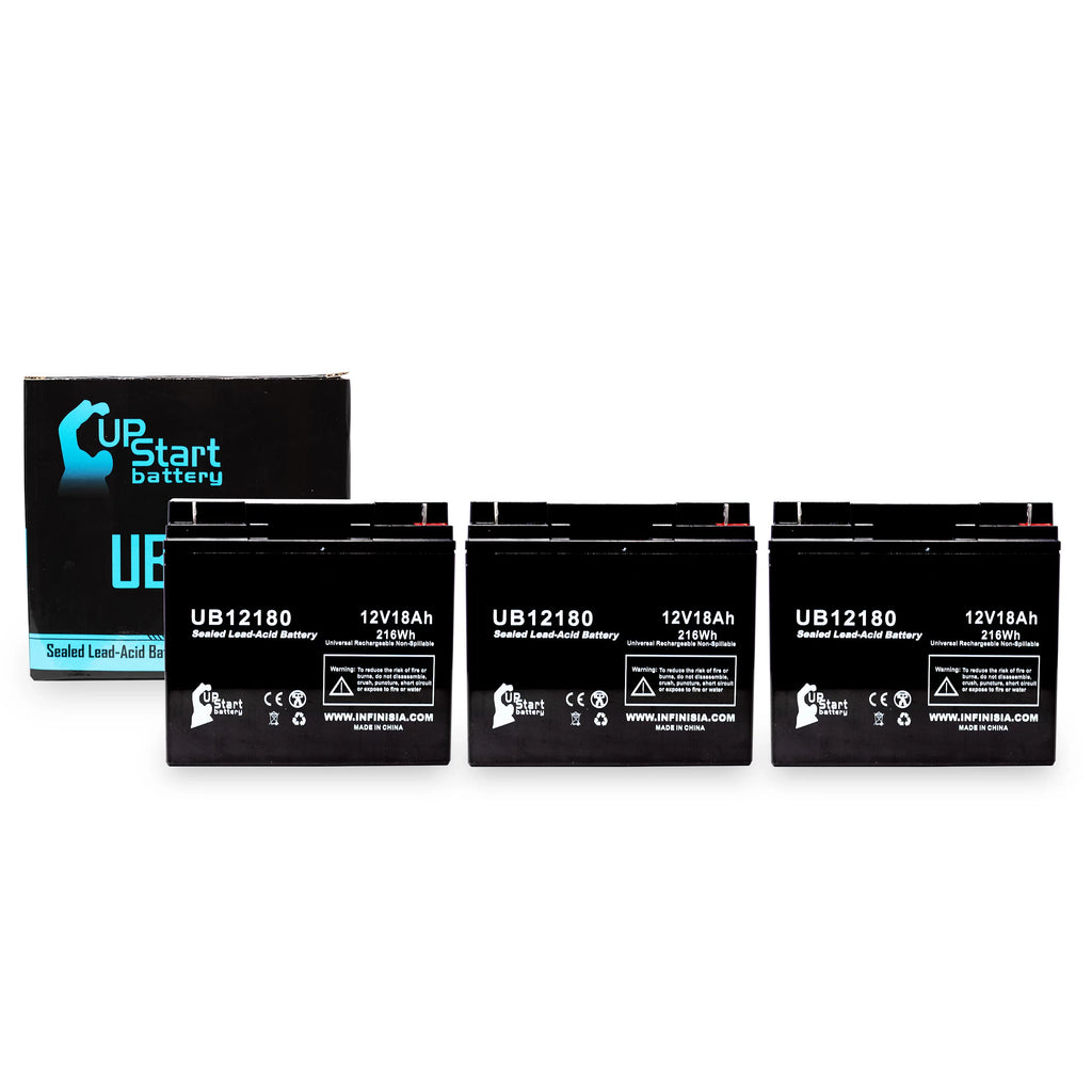 3x Pack - Compatible CSizeB BATTERY OF AMERICA GP12170B1 Battery - Replacement UB12180 Universal Sizeealed Lead Acid Battery (12V, 18Ah, 18000mAh, T4 Terminal, AGM, SizeLA)