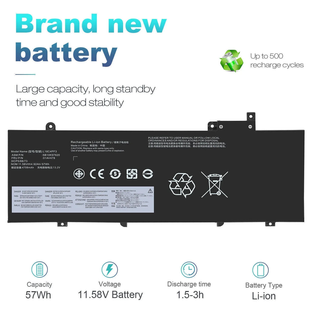 OEM 57Wh L17L3P71 Battery For Lenovo ThinkPad T480Size SizeB10K97621