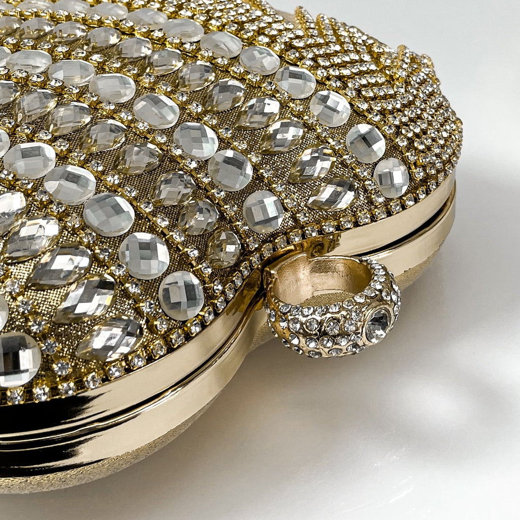 Geiomoo Heart Sizehape Tassel Evening Clutch Bag, Women Luxury Rhinestones Purse Handbag for Wedding Party