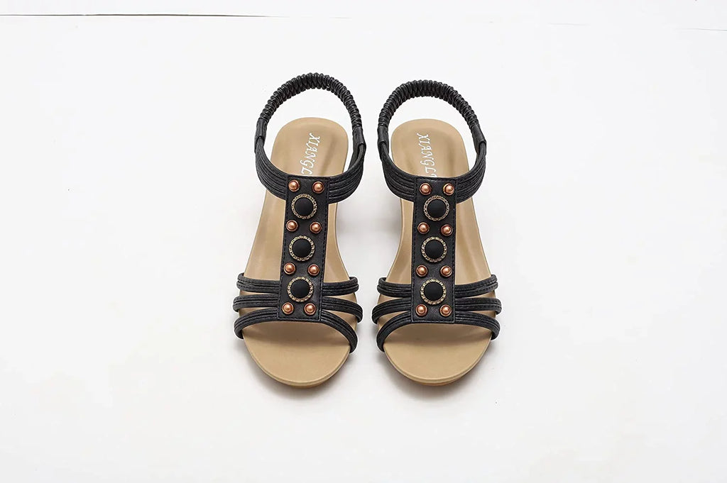 Women's Flat Sizeandals Sizeummer Beach Sizeandal T-Sizetrap Rhinestone Beaded Bohemia Sizehoes