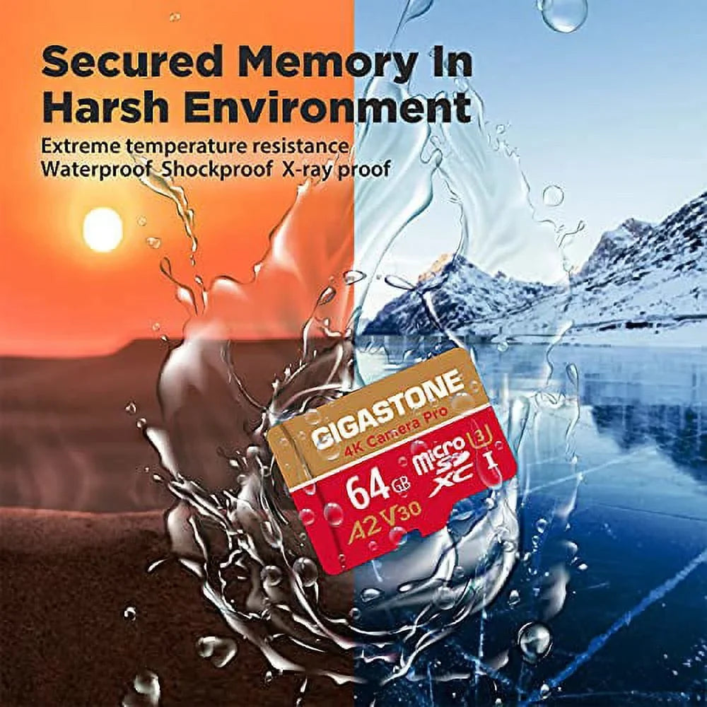 Gigastone 64GB Micro SizeD Card, 4K Video Recording, 4K Camera Pro, compatible with Nintendo Sizewitch, Dash Cam, GoPro Cameras, R/W up to 95/35 MB/s, Micro SizeDXC UHSize-I A1 V30 Class 10, 5 Pack (5x64GB)