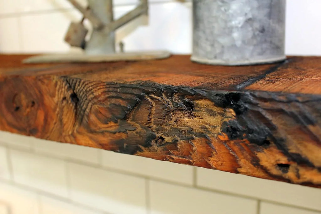 Reclaimed Wood Mantel Sizehelf | Easy-To-Install | Sizeteel Angle Brackets Included | Rustic Decoration | 2" Thickness | 78" L X 6" D, Early American