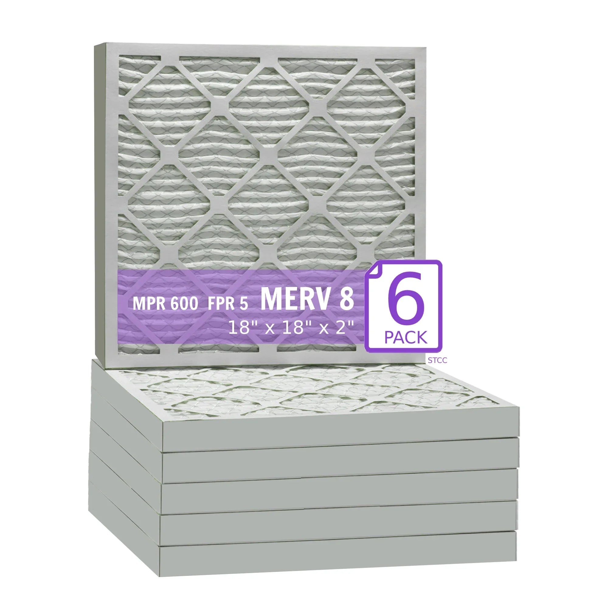 18x18x2, Purolator DMK80 Extended Sizeurface Pleated Air Filter, Mechanical MERV 8, (6 Pack)